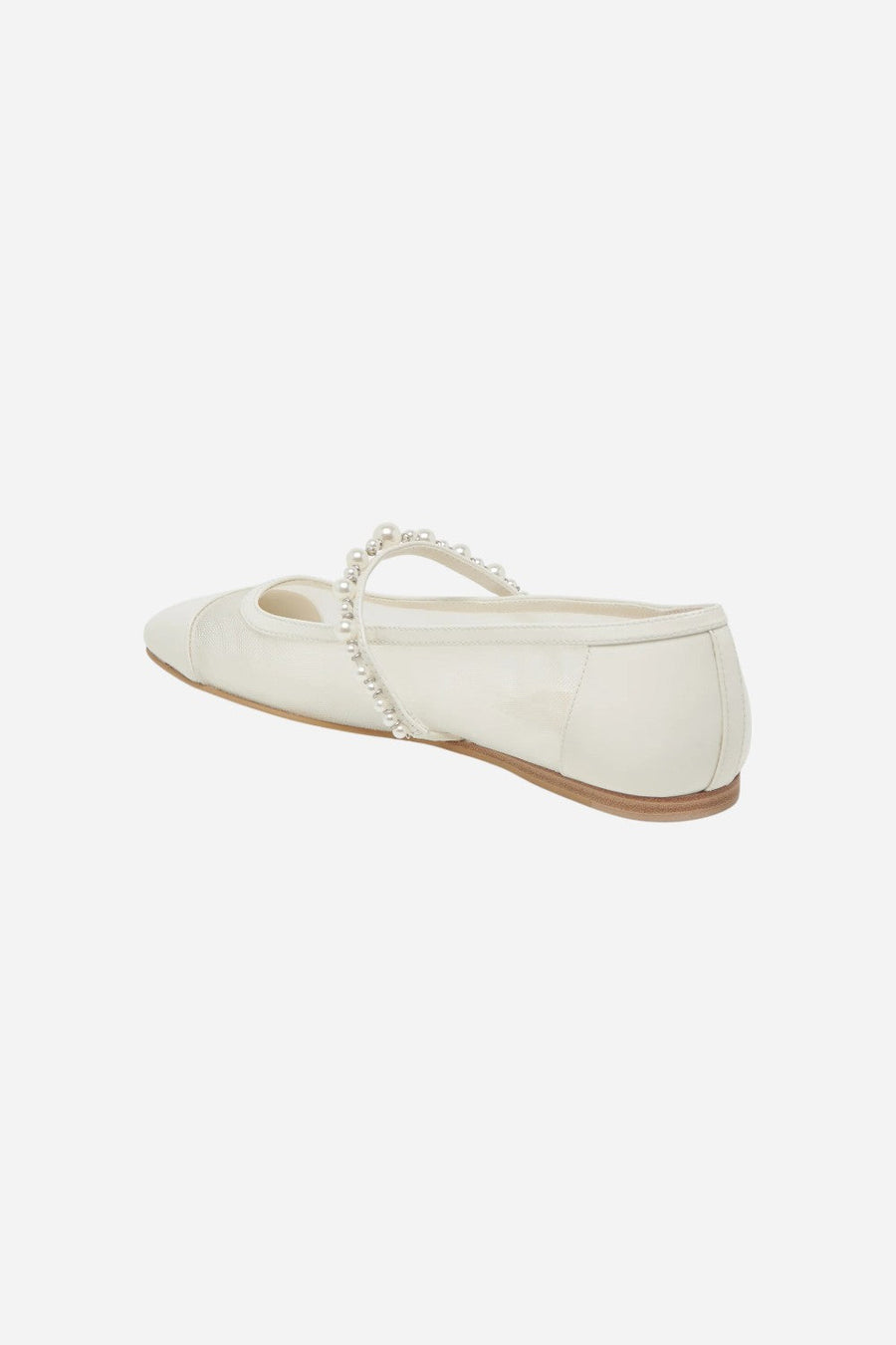 Dolce Vita Rollin Pearl Ballet Flats in White Mesh – flat lay