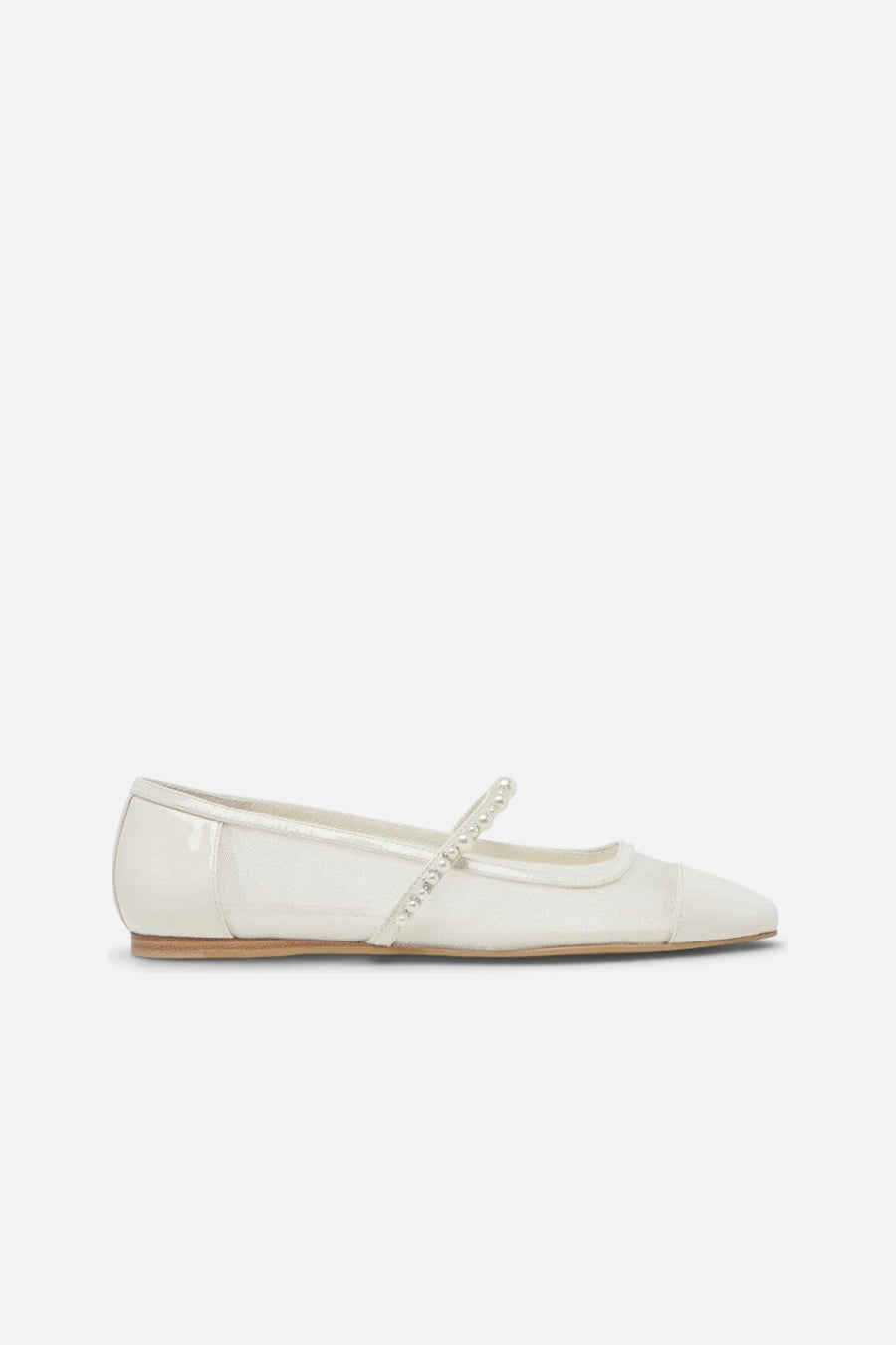 Dolce Vita Rollin Pearl Ballet Flats in White Mesh – side view