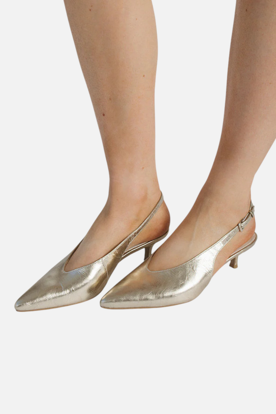Dolce Vita Women's Alenna Heel in Light Gold Crinkle – back view