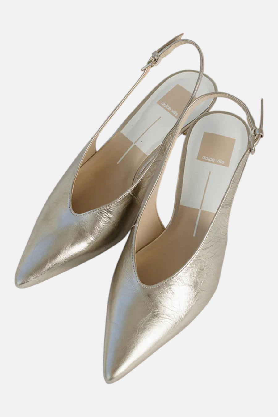 Dolce Vita Women's Alenna Heel in Light Gold Crinkle – front view