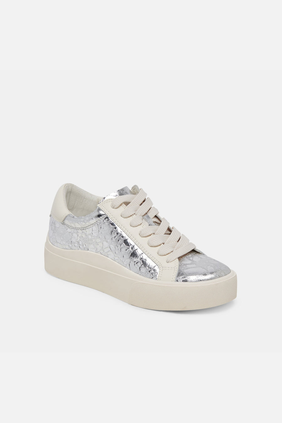 Dolce Vita Zayn 360 Sneakers in Silver Distressed Leather – back view