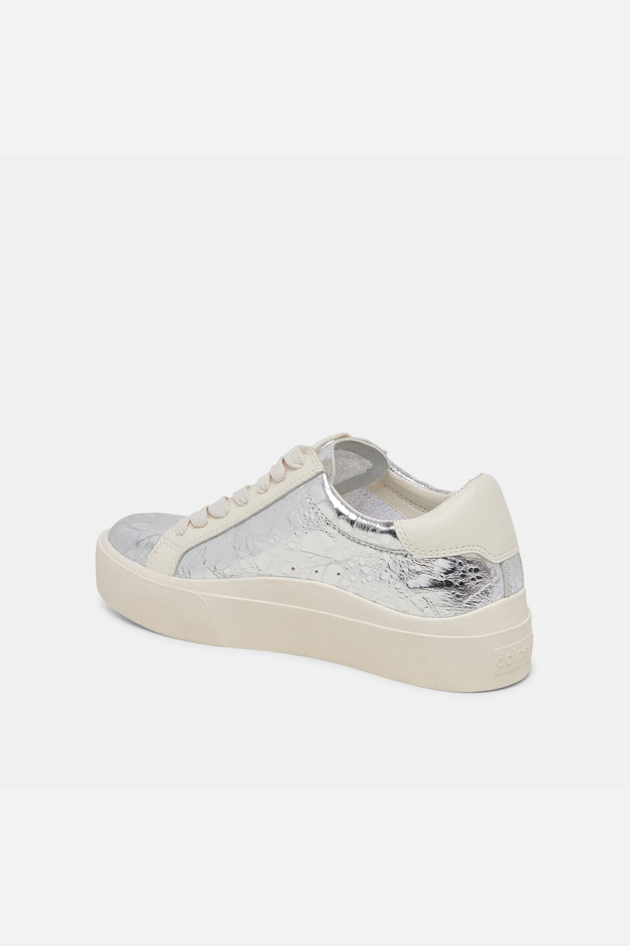 Dolce Vita Zayn 360 Sneakers in Silver Distressed Leather – flat lay