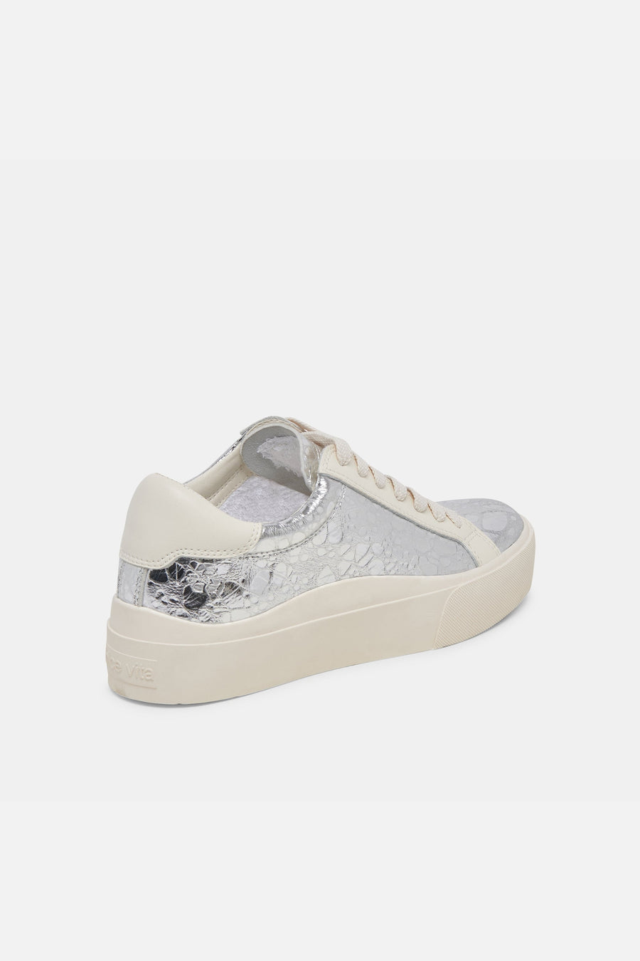 Dolce Vita Zayn 360 Sneakers in Silver Distressed Leather – side view
