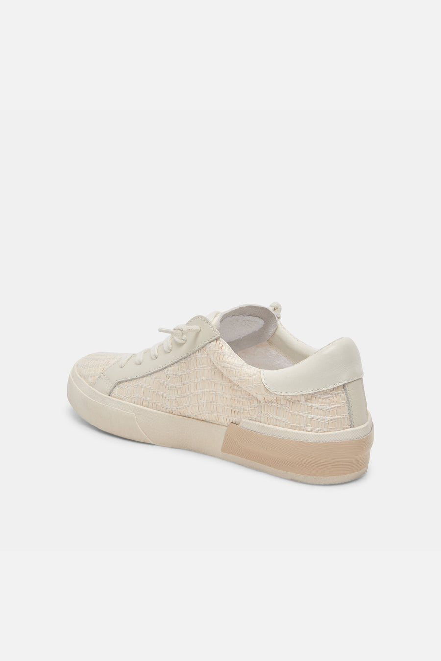Dolce Vita Zina Sneakers in Bone Raffia – flat lay