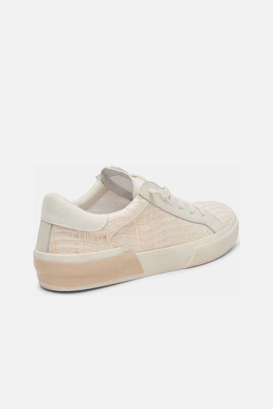 Dolce Vita Zina Sneakers in Bone Raffia – three-quarter view