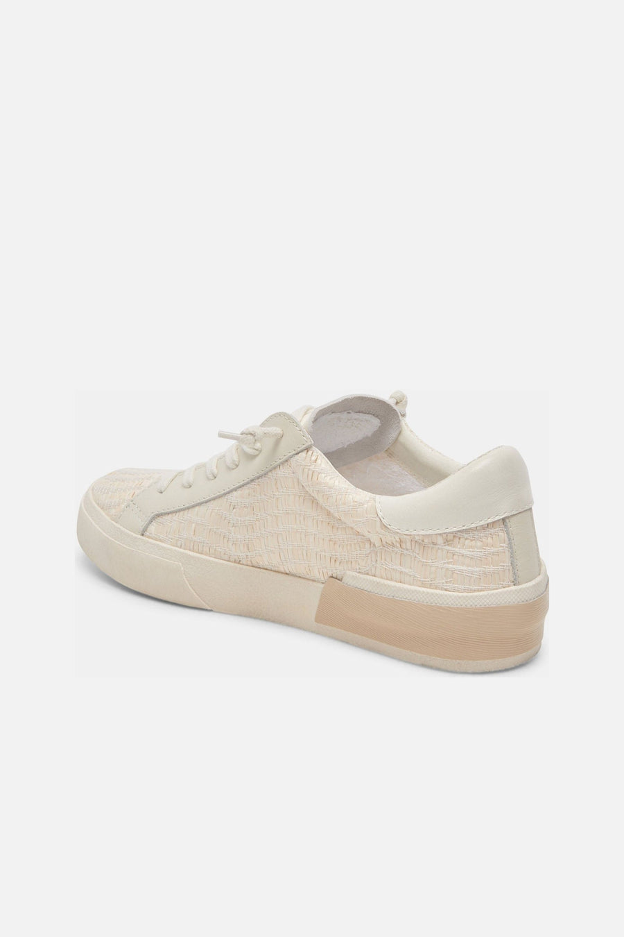 Dolce Vita Zina Sneakers in Bone Raffia – three-quarter view