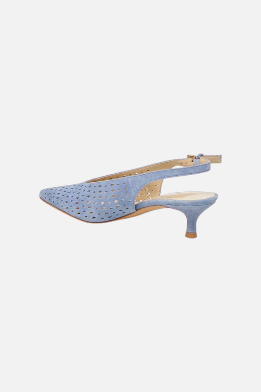 Dolced Vita Alenna Perforated Suede Kitten Heel Slingback Pumps in Periwinkle – back view