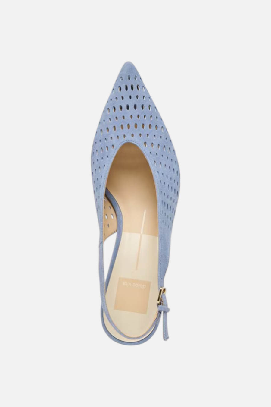 Dolced Vita Alenna Perforated Suede Kitten Heel Slingback Pumps in Periwinkle – detail