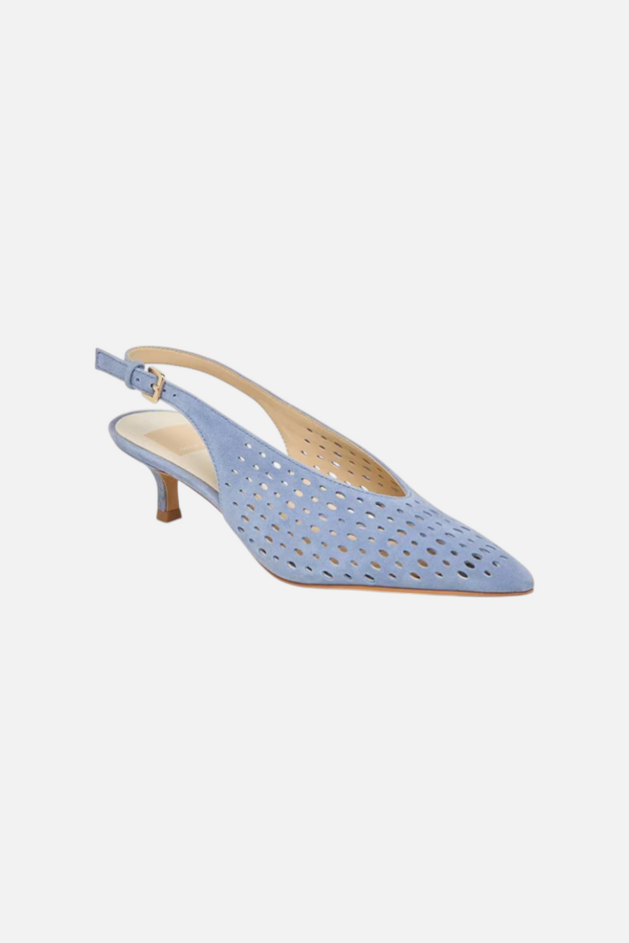 Dolced Vita Alenna Perforated Suede Kitten Heel Slingback Pumps in Periwinkle – front view