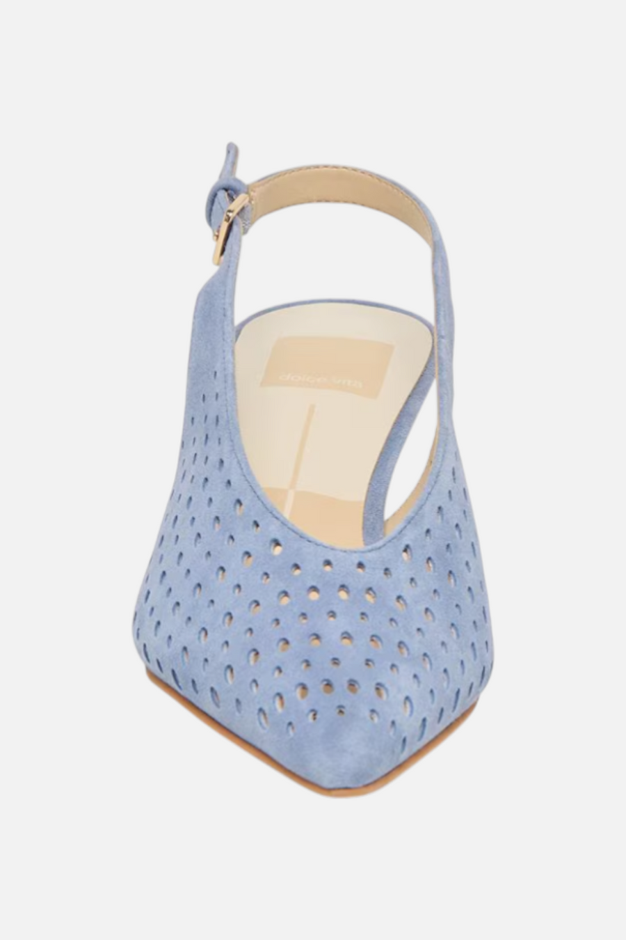 Dolced Vita Alenna Perforated Suede Kitten Heel Slingback Pumps in Periwinkle – side view