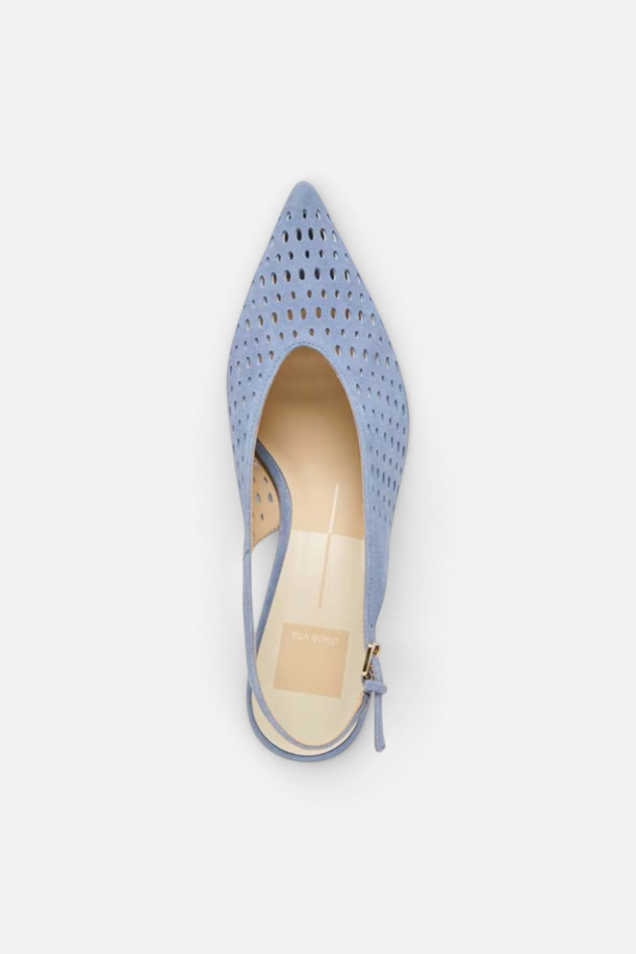 Dolced Vita Alenna Perforated Suede Kitten Heel Slingback Pumps in Periwinkle – top view