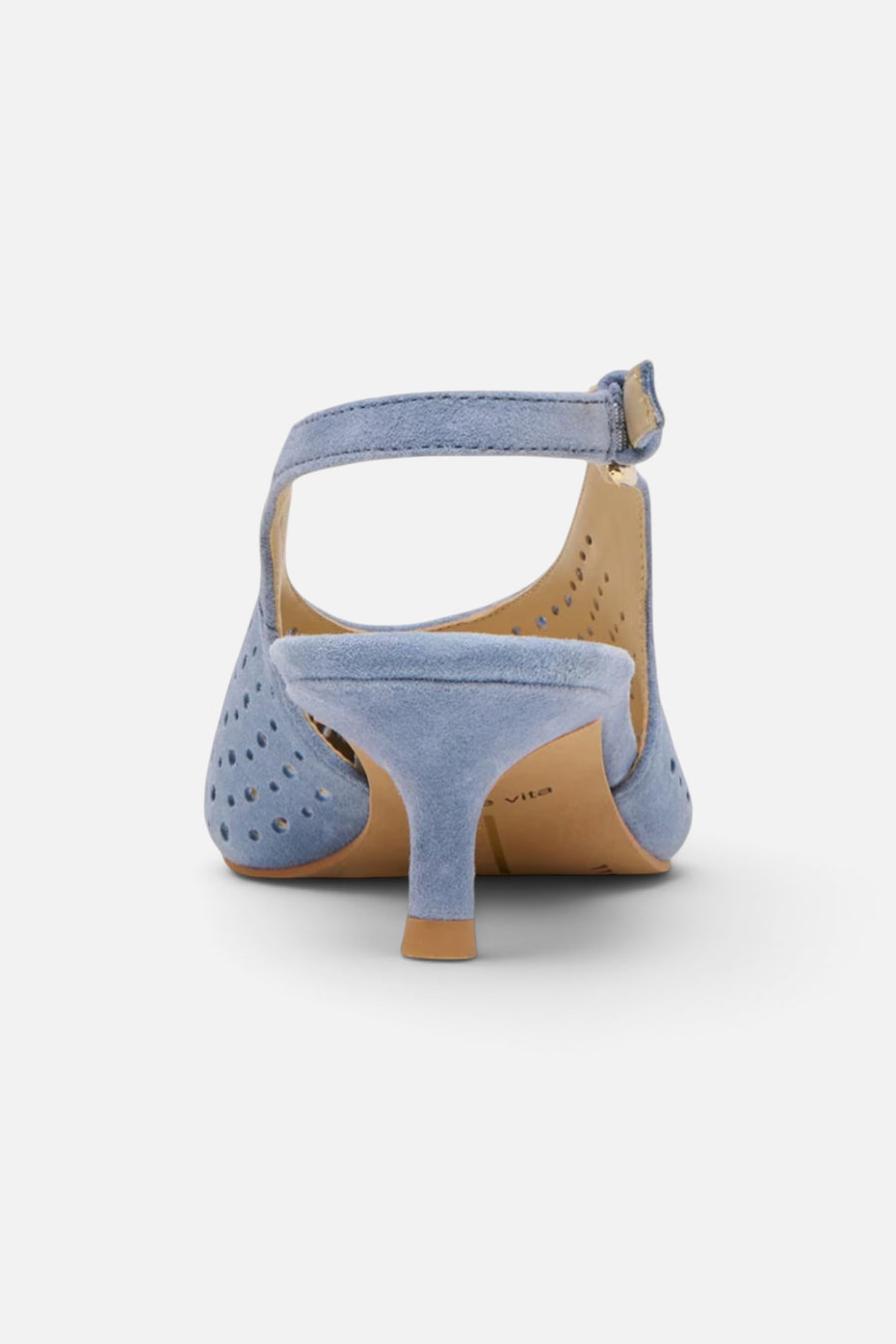 Dolced Vita Alenna Perforated Suede Kitten Heel Slingback Pumps in Periwinkle – back view