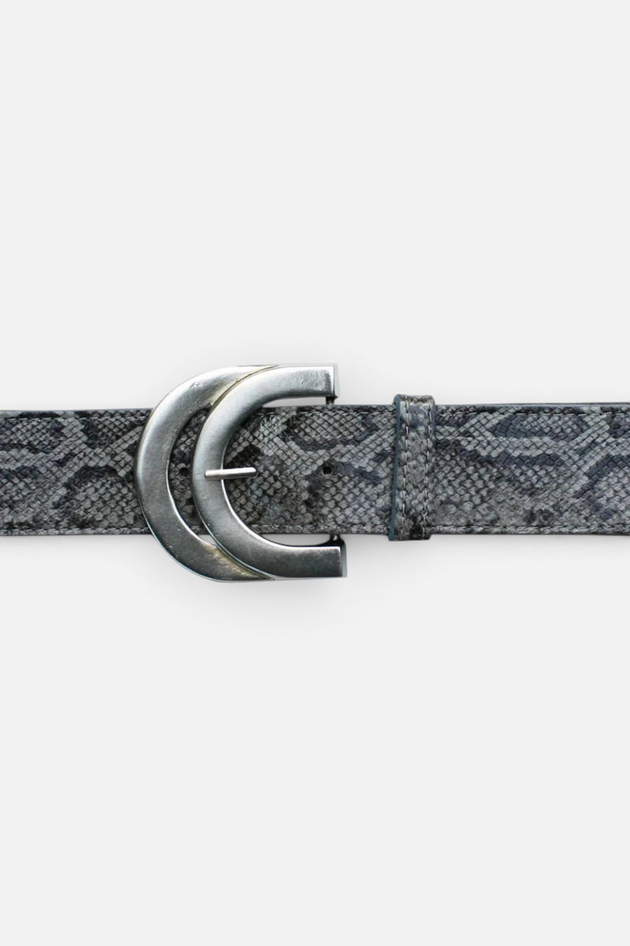 Double Half Circle Belt - Grey Snake – front view