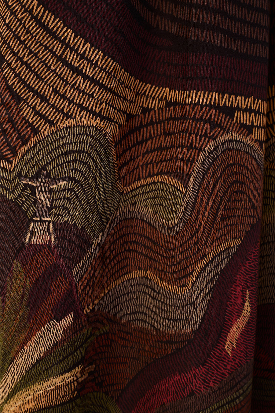 Dress To Cena Carioca Embroidered Puff Sleeve Maxi Dress in Brown – detail