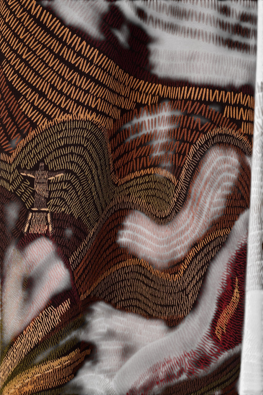 Dress To Cena Carioca Embroidered Puff Sleeve Maxi Dress in Brown – detail