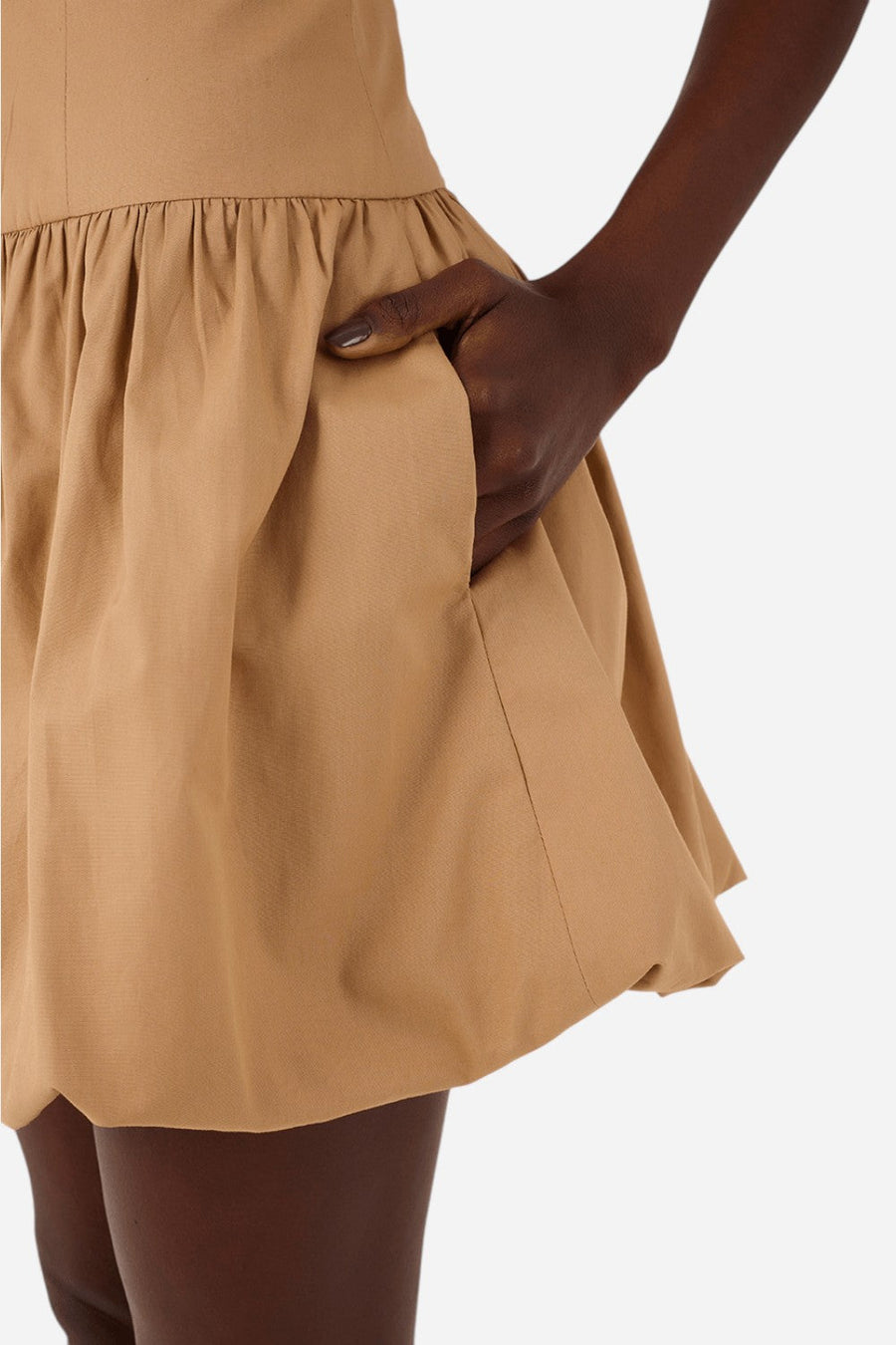 Dress To Cotton Balloon Dress in Straw – detail