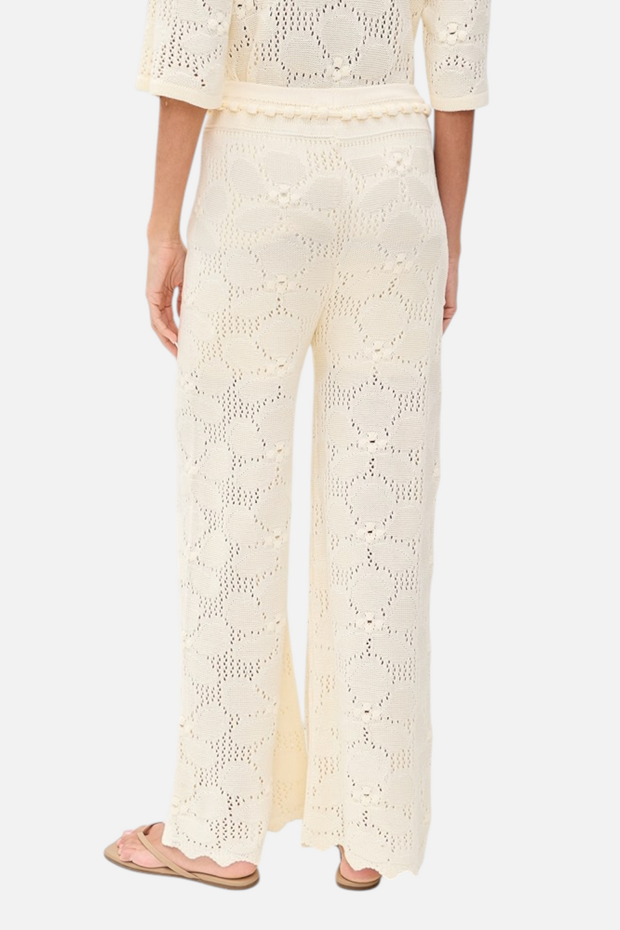 Dress To Floral Crochet Pants in Beige – side view
