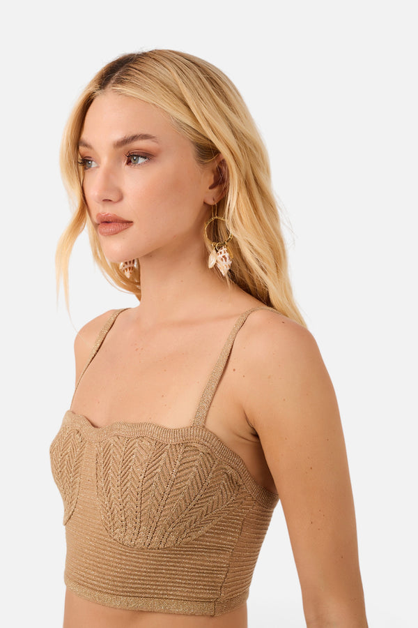 Dress To Knit Shell Crop Top in Gold