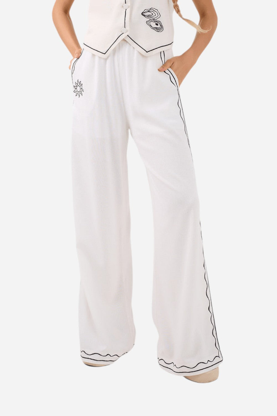 Dress To Lara Embroidered Trousers – front view