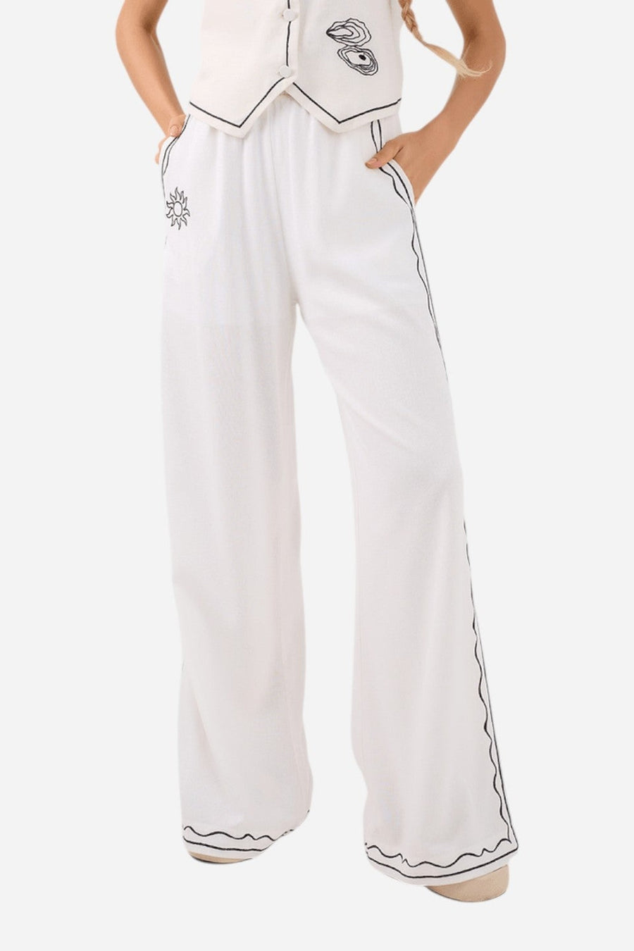 Dress To Lara Embroidered Trousers – front view