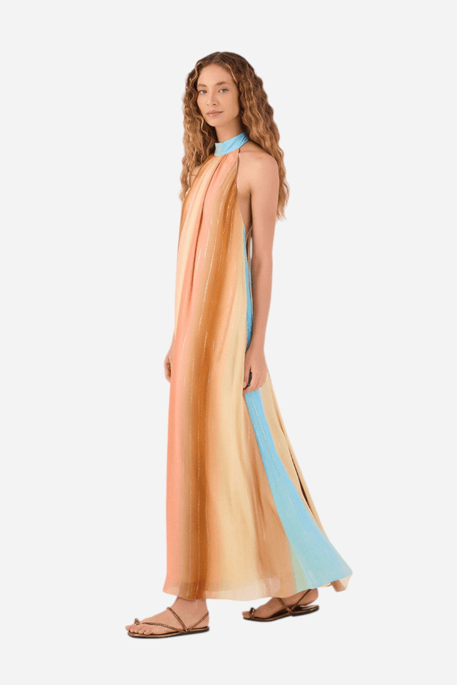 Dress To Recanto Lurex Print Cropped Dress in This Nook – back view