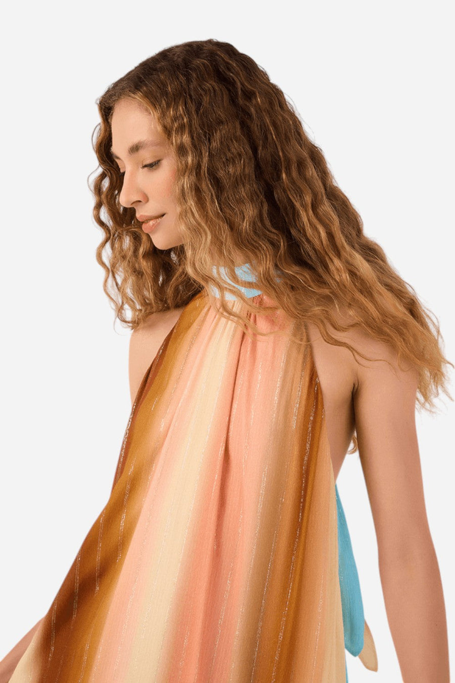 Dress To Recanto Lurex Print Cropped Dress in This Nook – detail