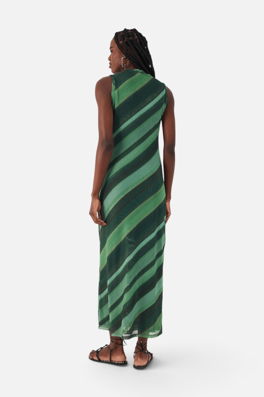 Dress To Ruched Tulle Maxi Dress in Green Floresta – back view