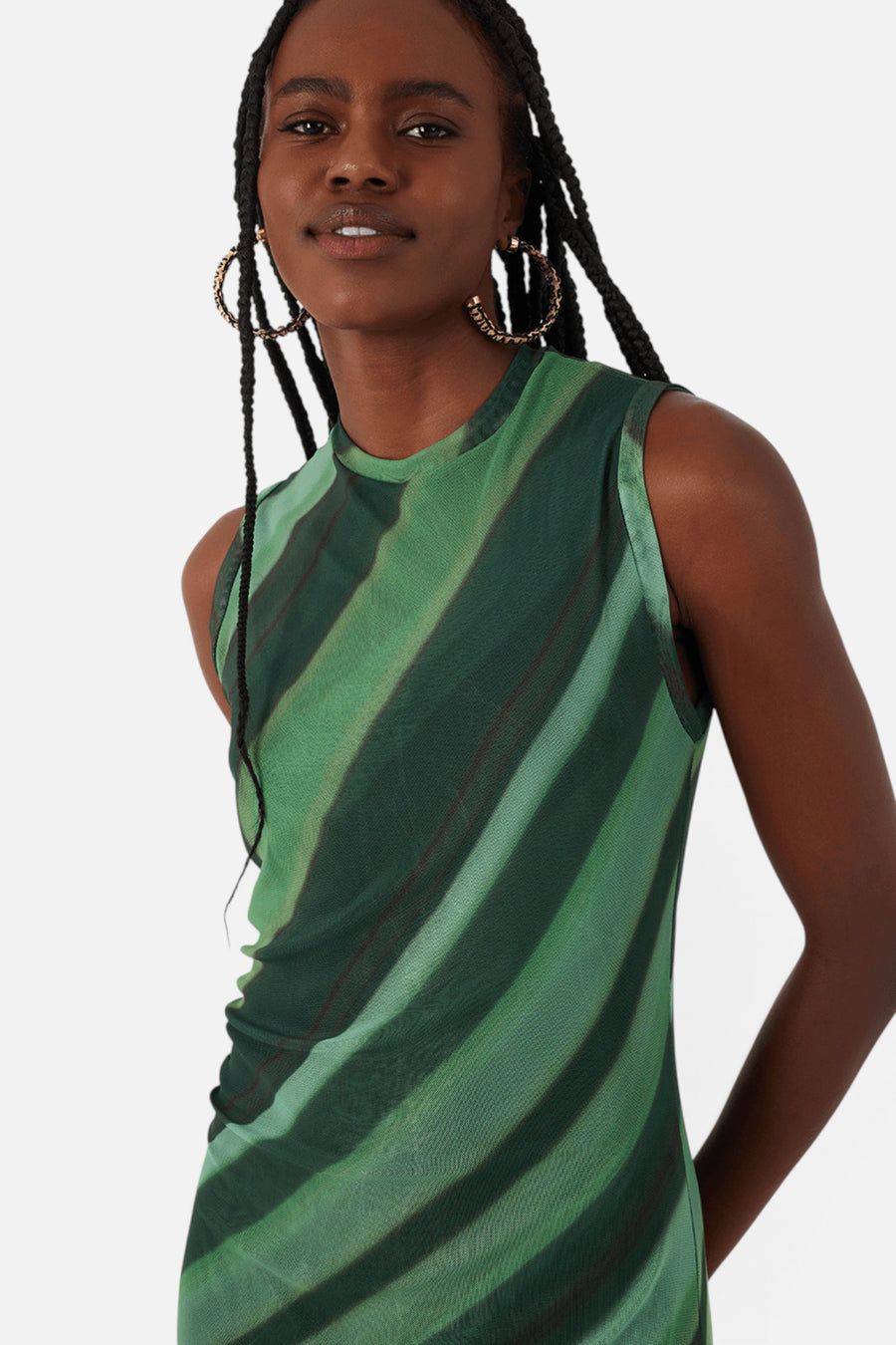 Dress To Ruched Tulle Maxi Dress in Green Floresta – detail