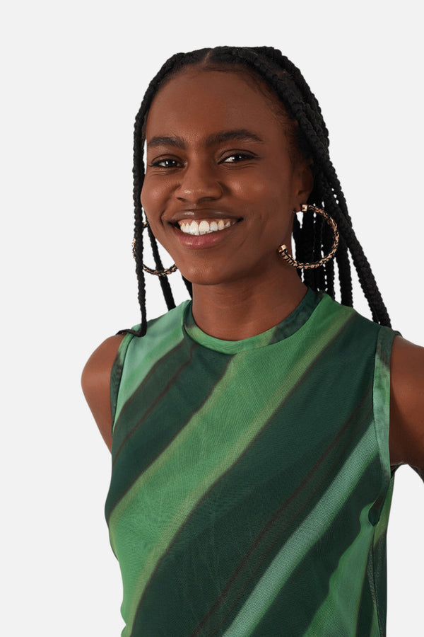 Dress To Ruched Tulle Maxi Dress in Green Floresta