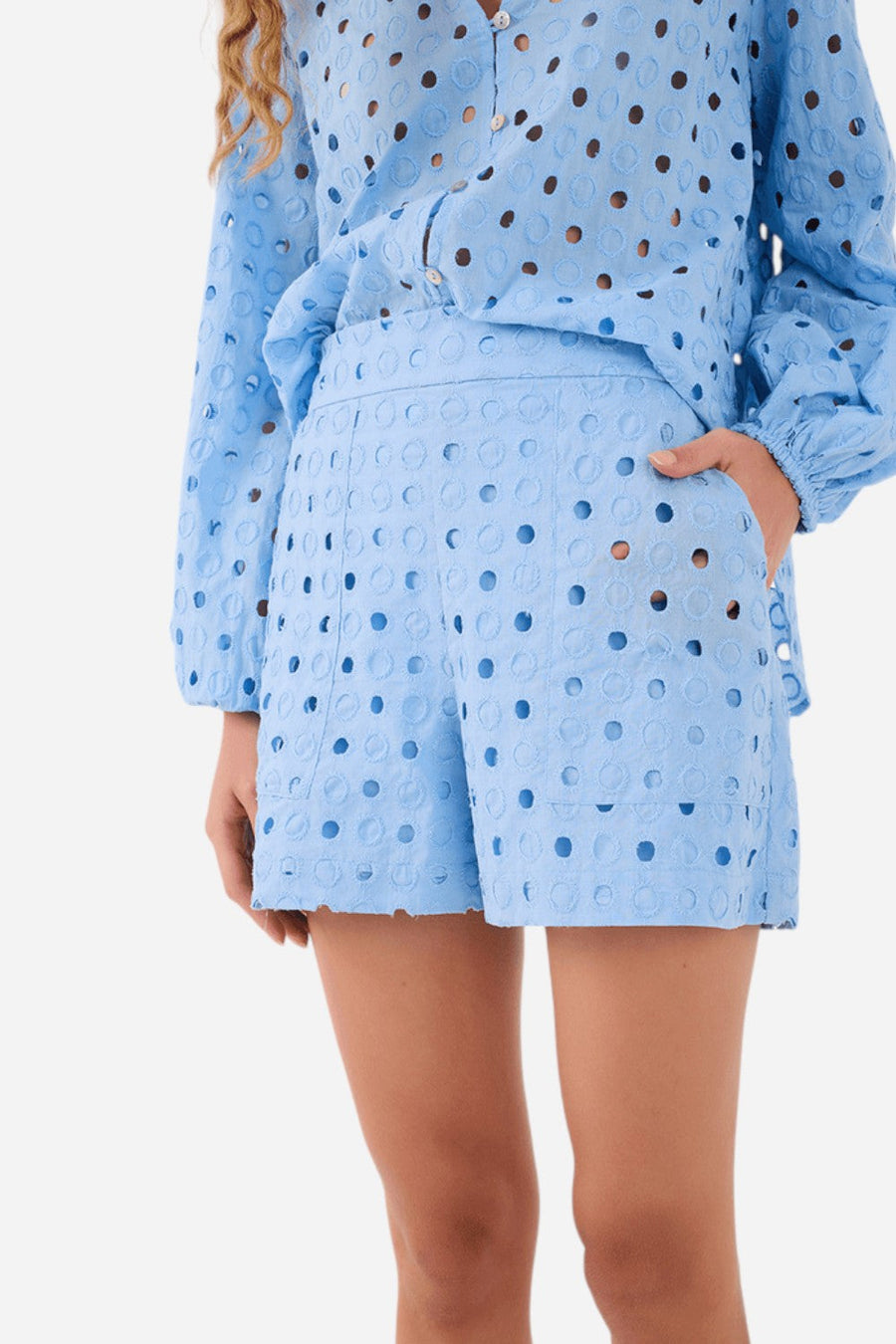 Dress To Short Laise Flat Pocket in Blue Horizon – back view