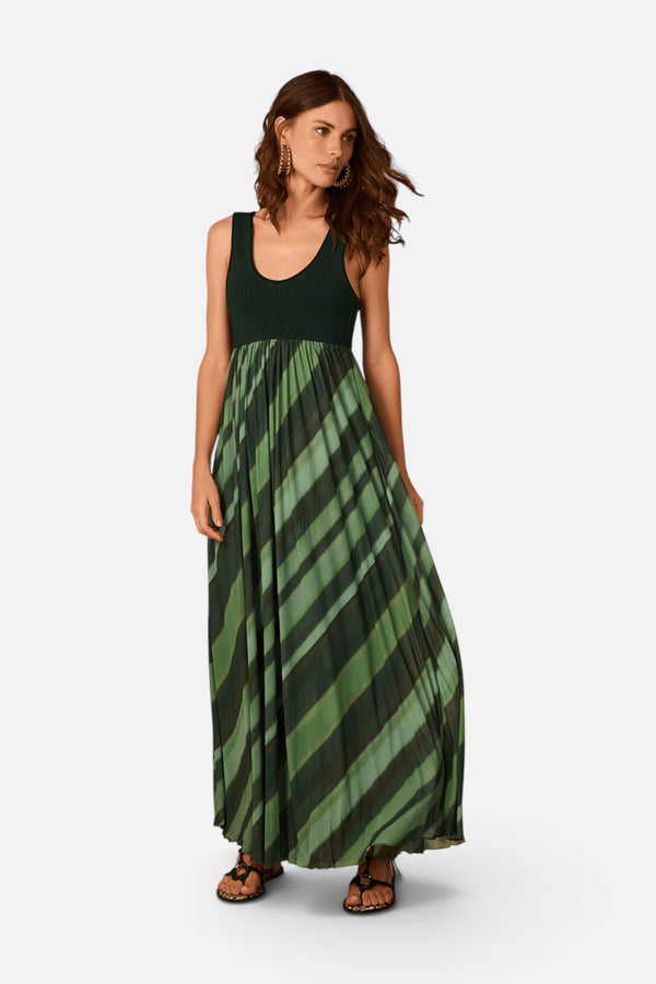 Dress To Tricot Top Sleeveless Maxi Dress in Green Floresta