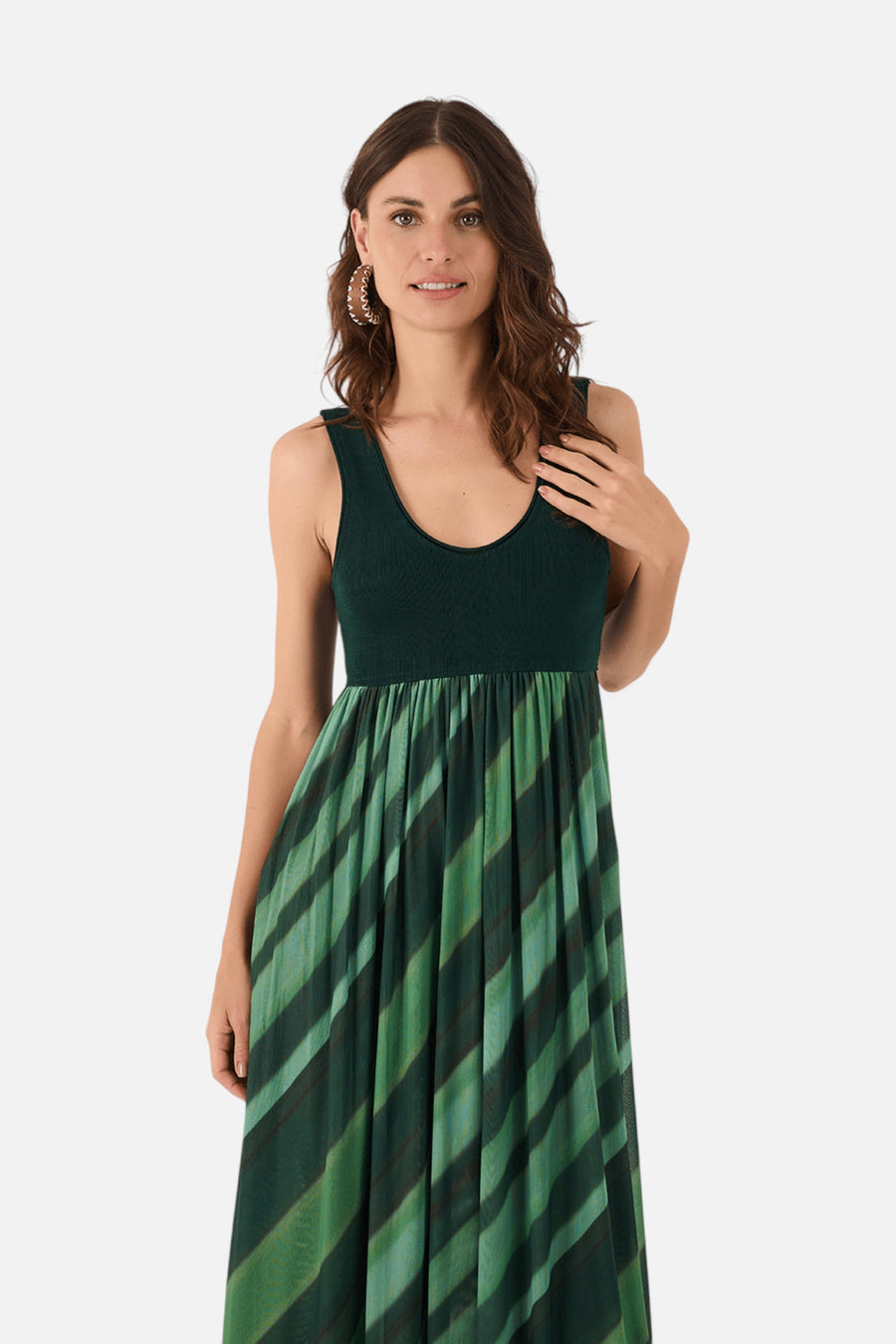 Dress To Tricot Top Sleeveless Maxi Dress in Green Floresta – side view