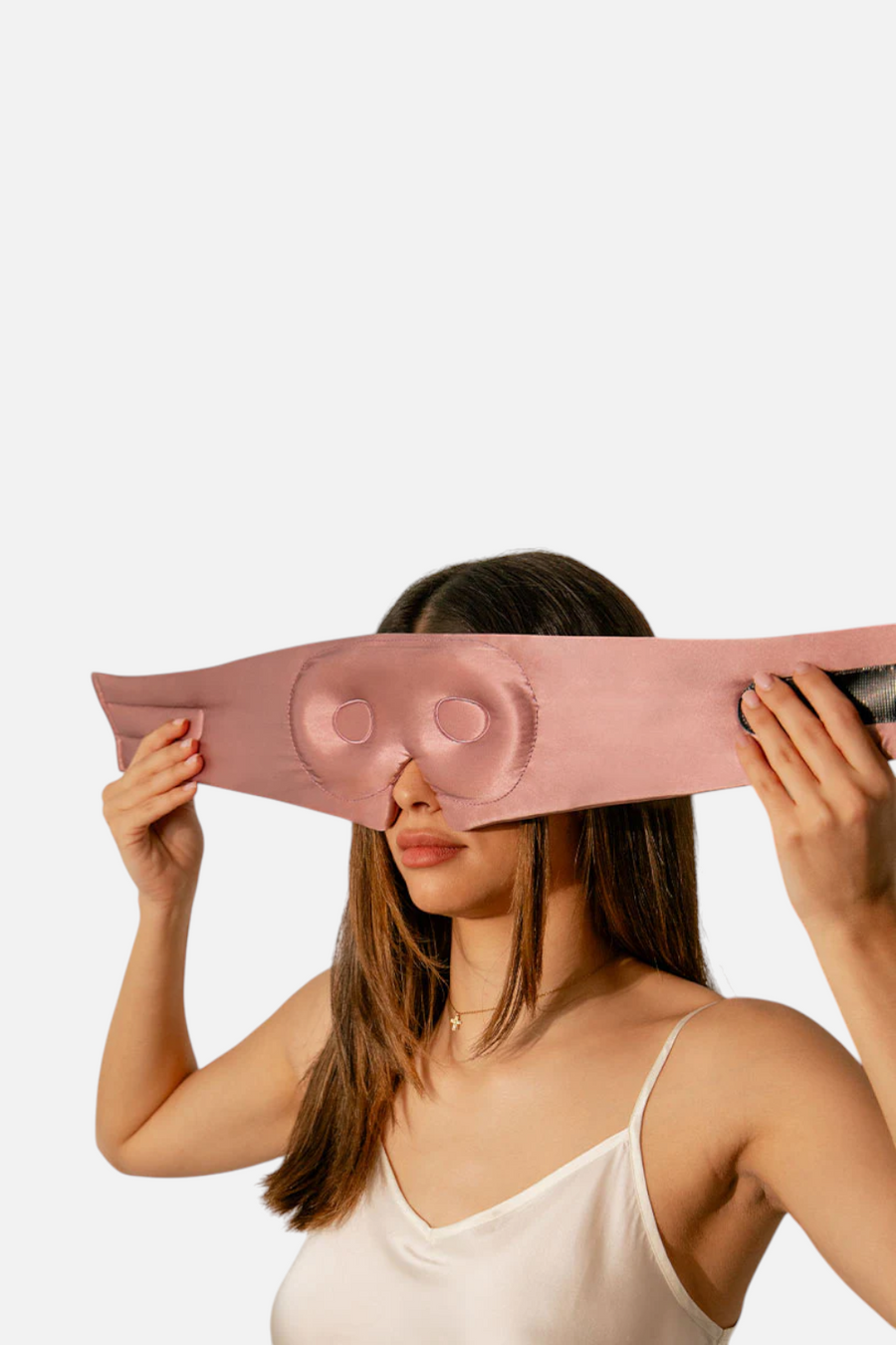 Drowsy Silk Eyelash-Protecting Sleep Mask in Damask Rose – detail