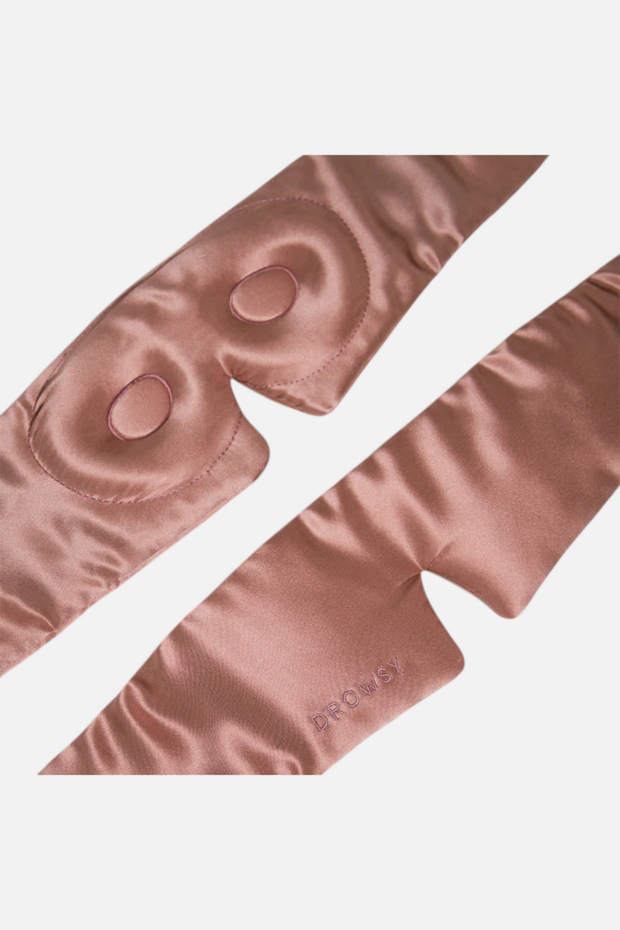 Drowsy Silk Eyelash-Protecting Sleep Mask in Damask Rose – flat lay