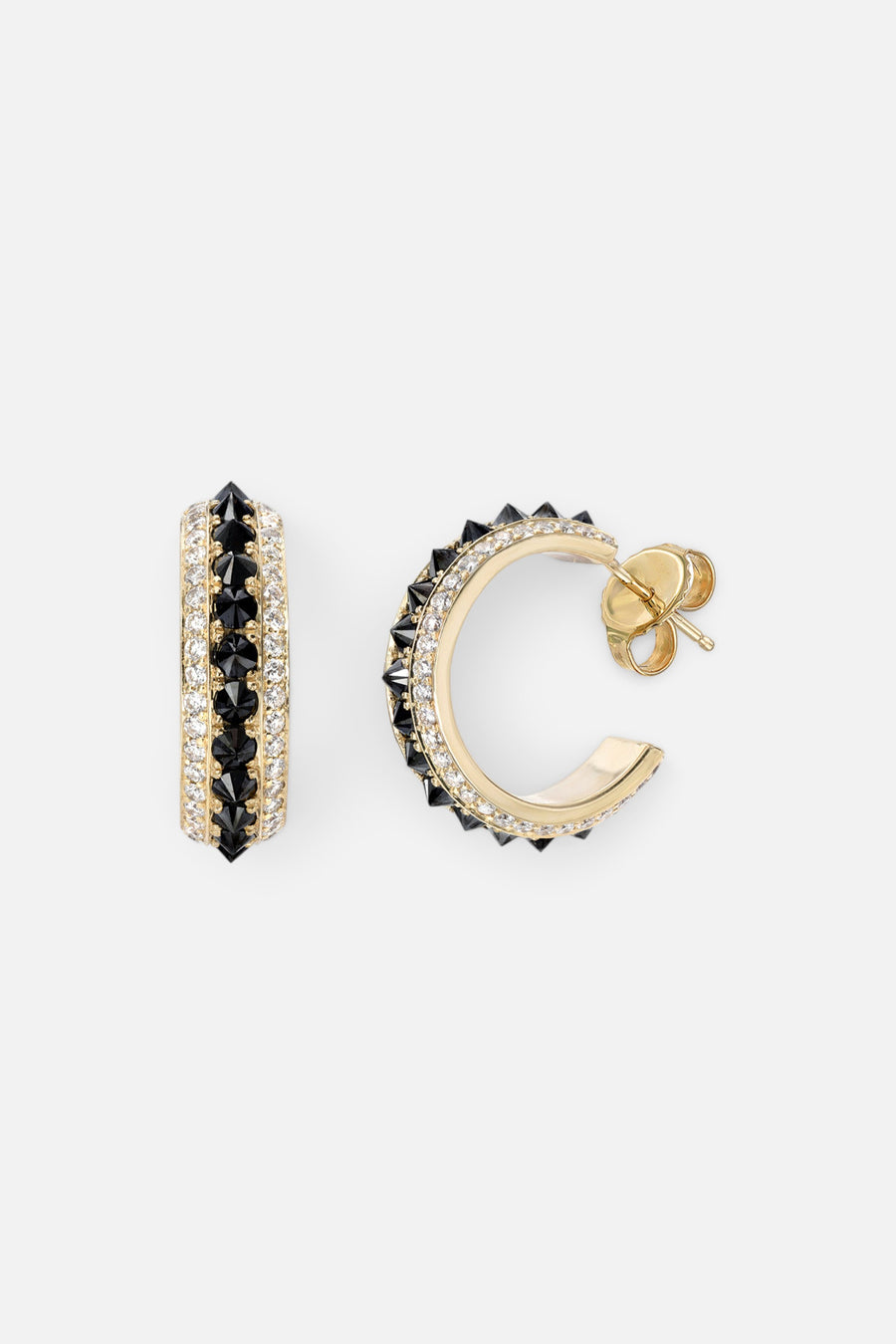 Dru Fine Jewelry Black Diamond Spiked Hoops – front view