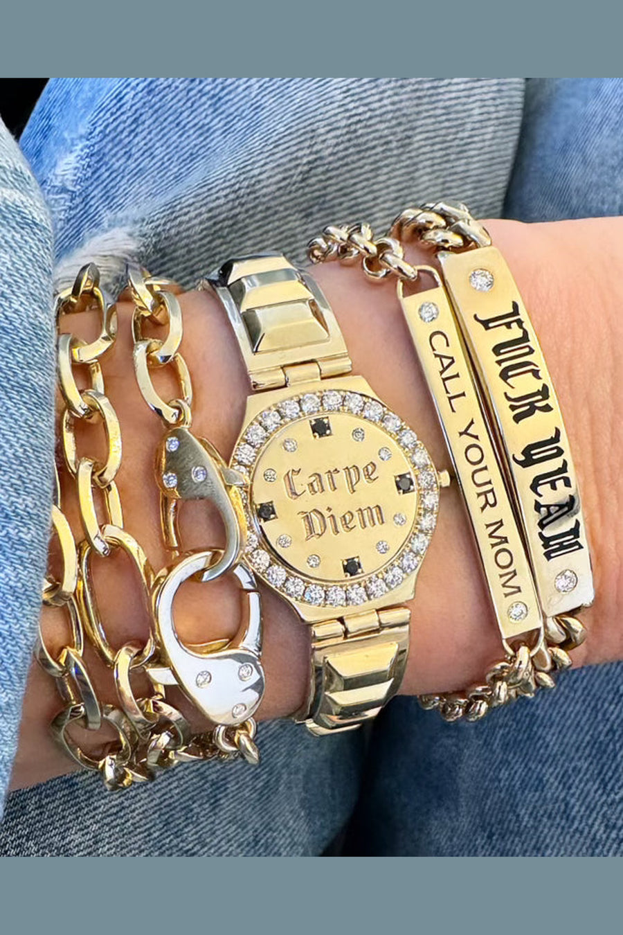 Dru Fine Jewelry Call Your Mom ID Bracelet – on model