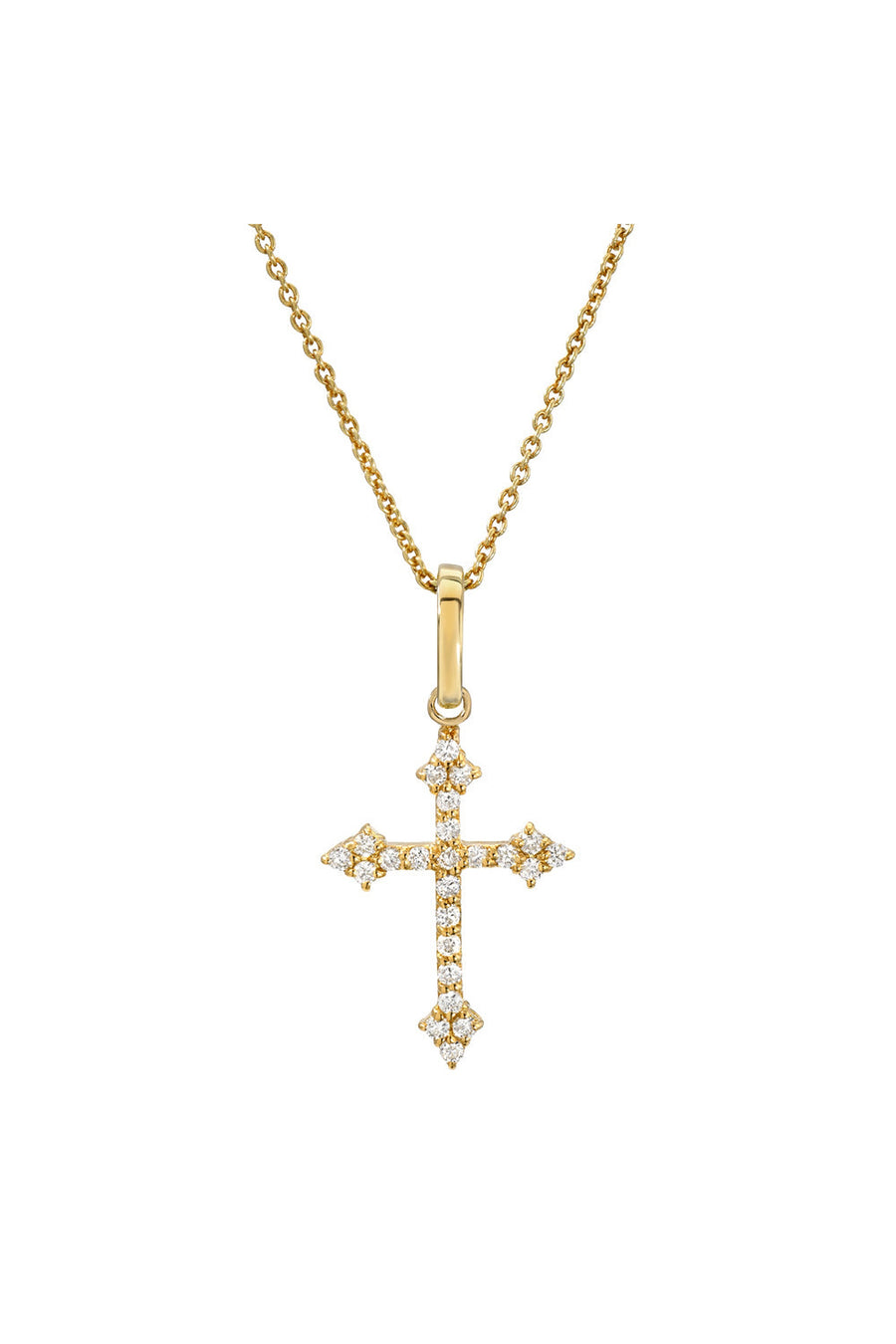 Dru Fine Jewelry Diamond Baby Gothic Cross Pendant – front view