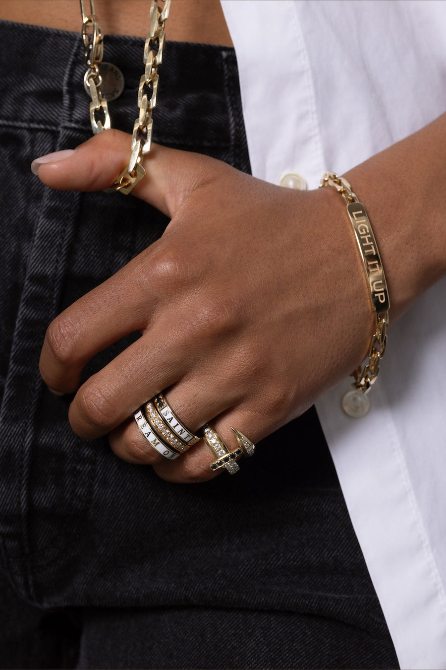 Dru Fine Jewelry Light It Up ID Godfather Bracelet – on model