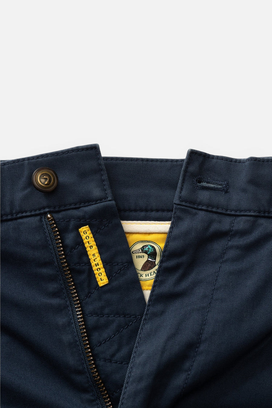 Duck Head Classic Fit Gold School Chino in Navy – detail