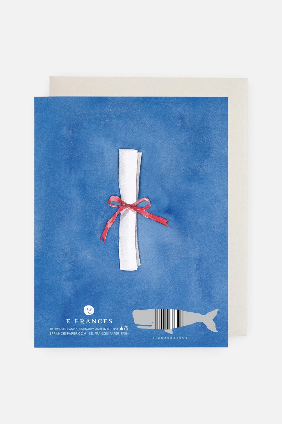 E. Frances Blue Congrats Grad Greeting Card – back view