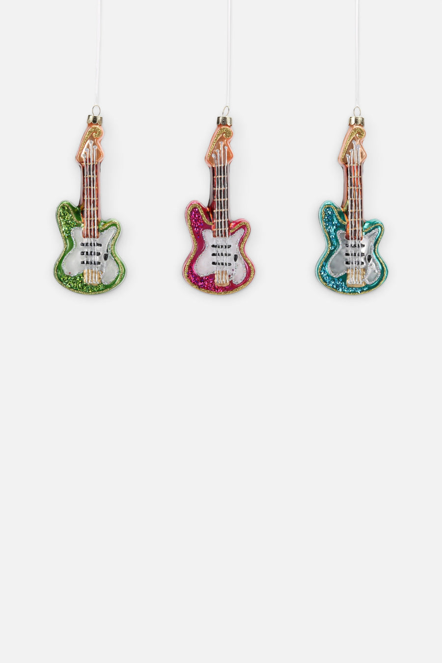 Electric Guitar Ornaments, Set of 3 – front view