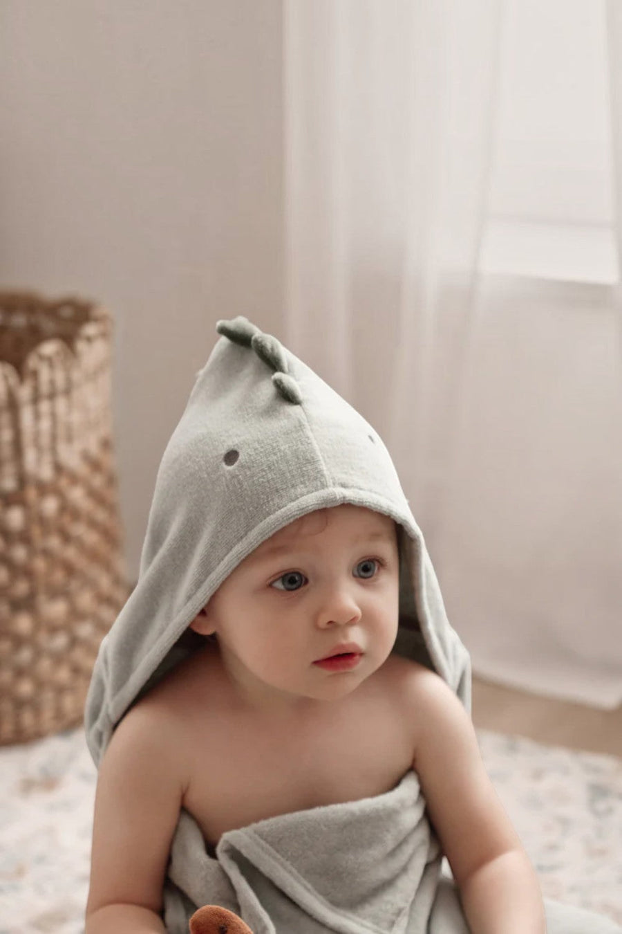 Elegant Baby Dinosaur Bath Wrap – back view