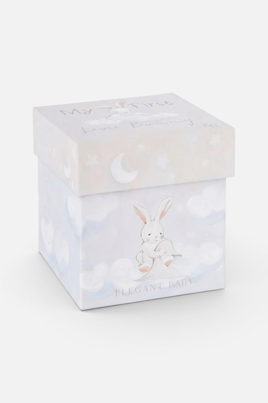Elegant Baby Lovie Bunny Security Blankie in Taupe – front view