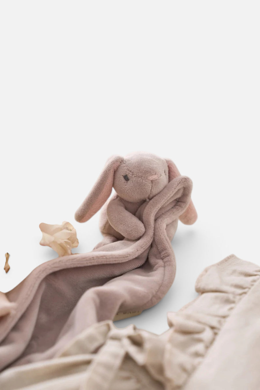 Elegant Baby Lovie Bunny Security Blankie in Taupe – side view
