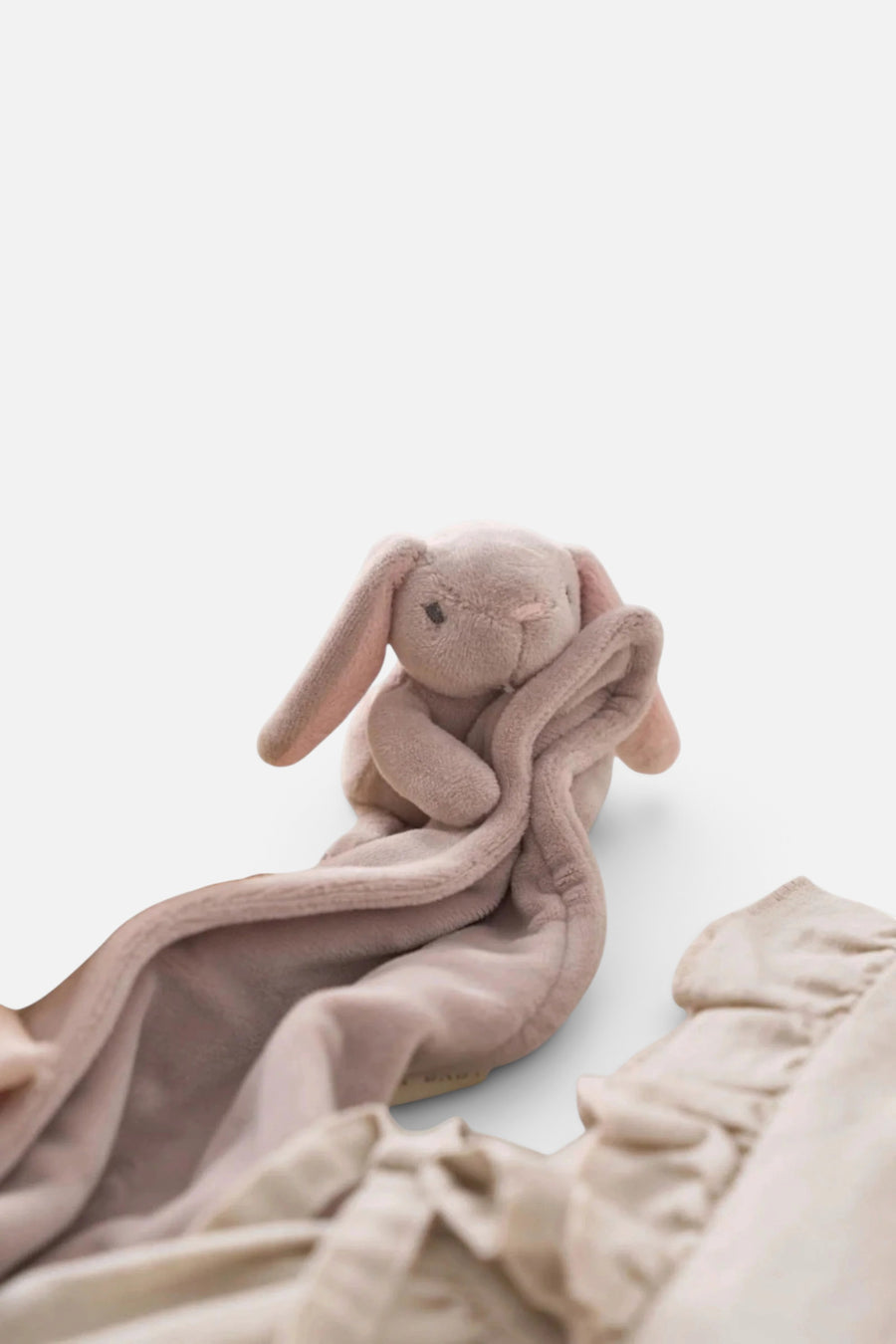 Elegant Baby Lovie Bunny Security Blankie in Taupe – side view