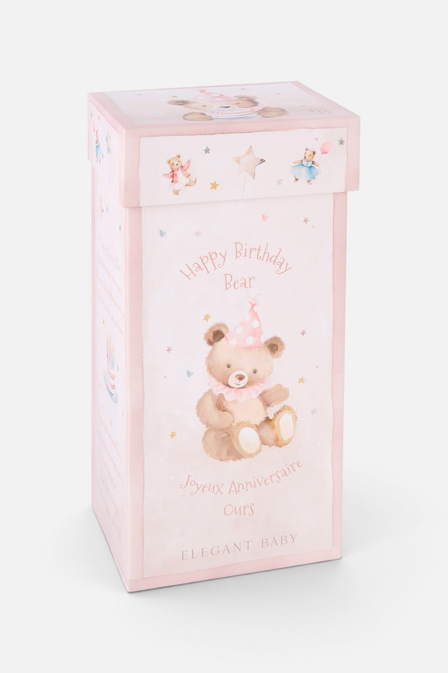 Elegant Baby Pink Birthday Bear Gift Box – detail