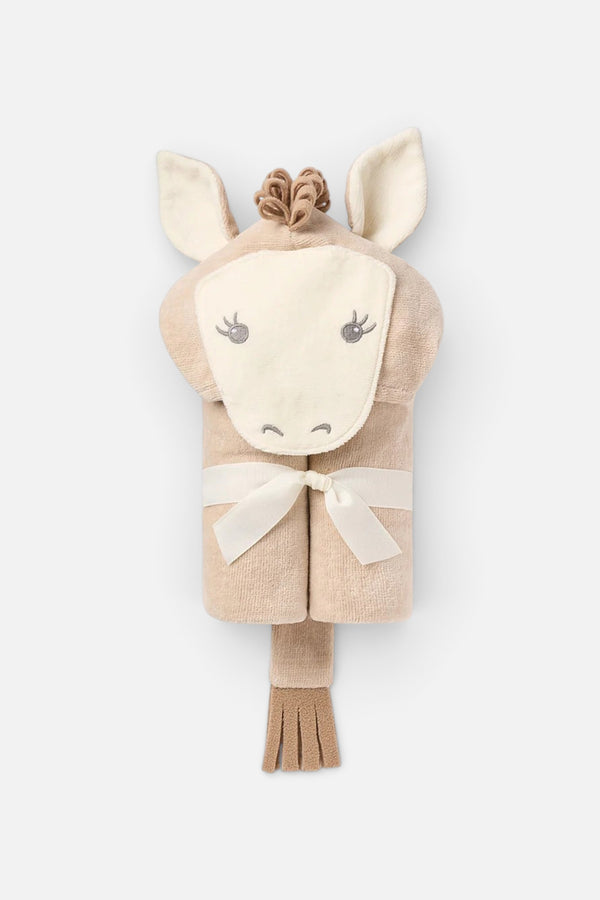 Elegant Baby Pony Hooded Baby Bath Wrap in Taupe