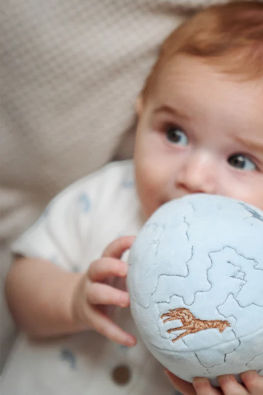 Elegant Baby World Explorer Globe Rattle Plush Toy – back view