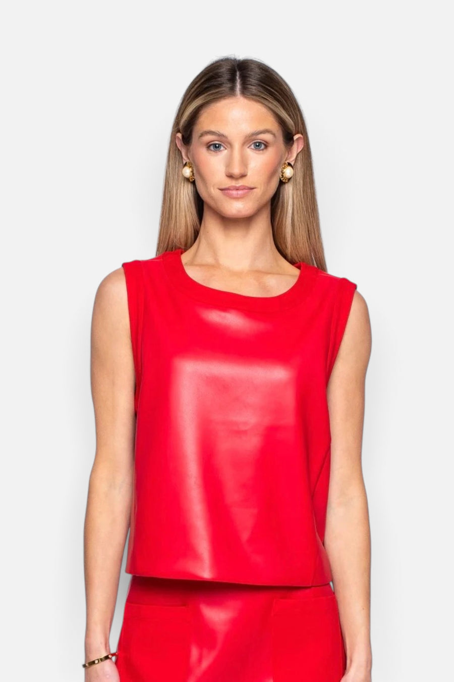 Elizabeth James the Label Ellie Tank in Red Apple – front view