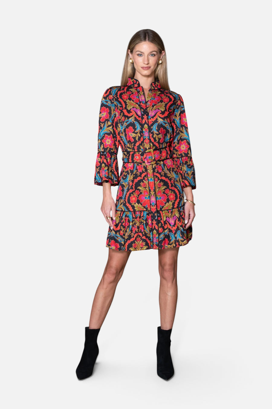 Elizabeth James the Label Frances Dress in Damask – front view